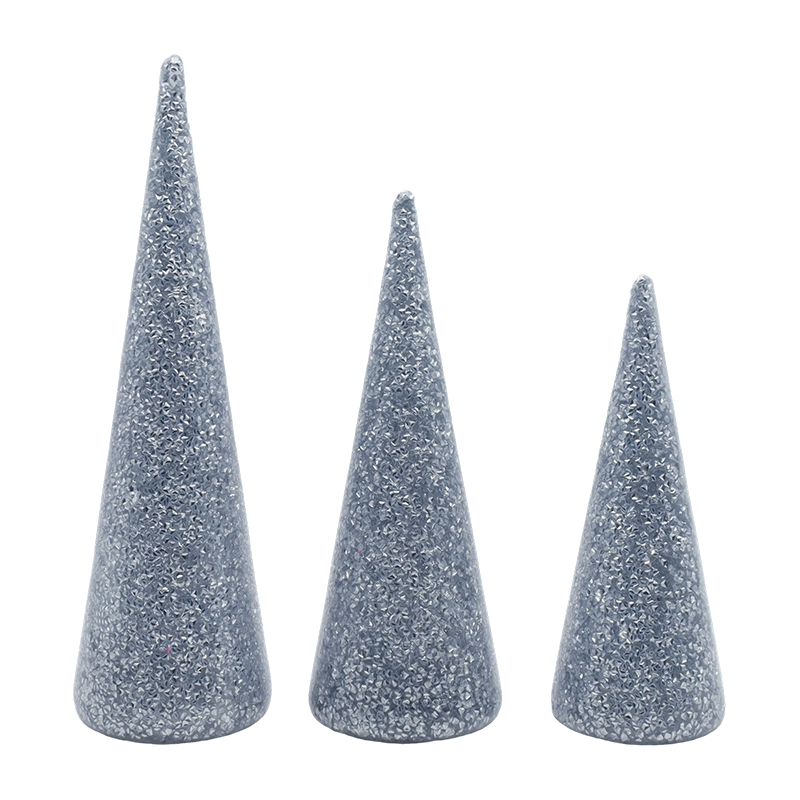 8×20/9×25/10×30 cm 3-dielna súprava vianočného stromčeka z trblietavého skla so vstavanými LED svetlami
