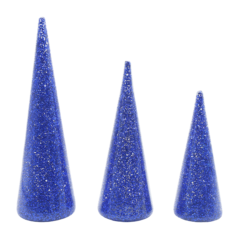 8×20/9×25/10×30 cm 3-dielna súprava vianočného stromčeka z trblietavého skla so vstavanými LED svetlami