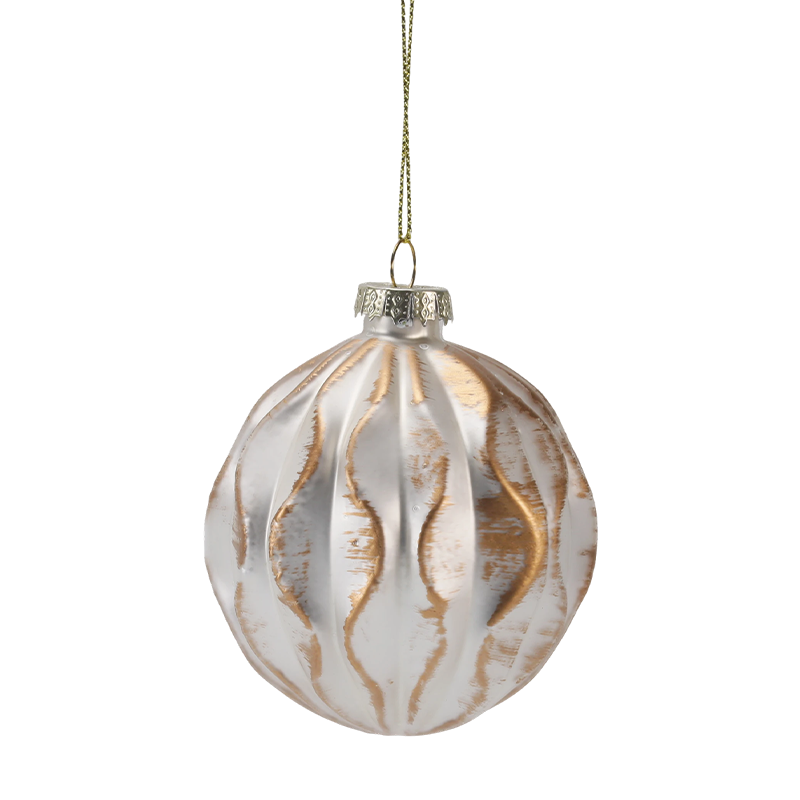 8 cm luxusný zlatý a strieborný vianočný sklenený ornament (jeden kus / sada 3 kusov)