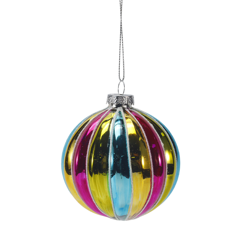 8 cm retro dúhový prúžok na vianočnú sklenenú guľu Ornament (jeden kus / sada 4 kusov)