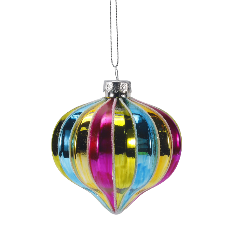 8 cm retro dúhový prúžok na vianočnú sklenenú guľu Ornament (jeden kus / sada 4 kusov)