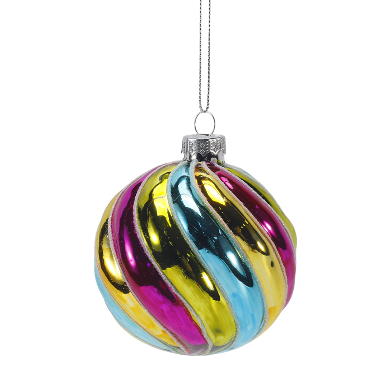 8 cm retro dúhový prúžok na vianočnú sklenenú guľu Ornament (jeden kus / sada 4 kusov)