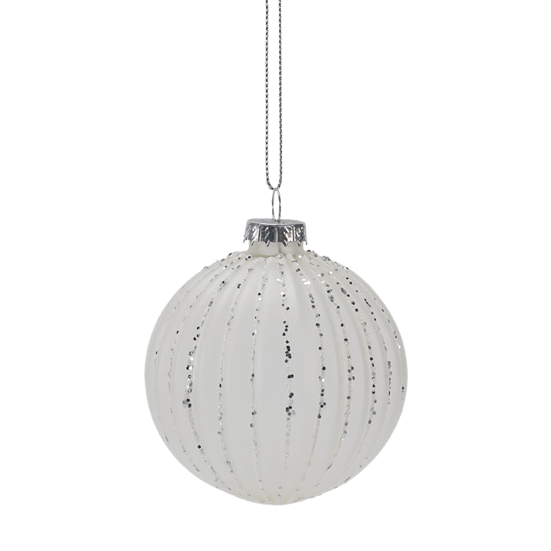 8 cm Morandi Stripe Vianočná sklenená guľa Ornament (jedna / sada 3 kusov)