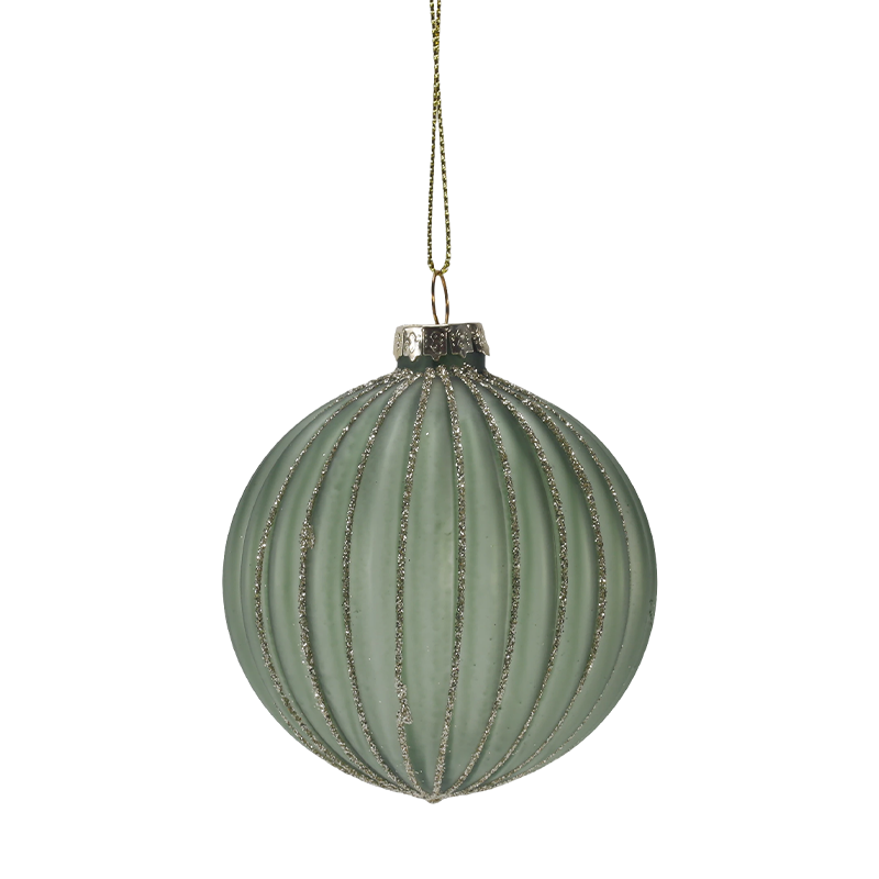 8 cm Morandi Stripe Vianočná sklenená guľa Ornament (jedna / sada 3 kusov)