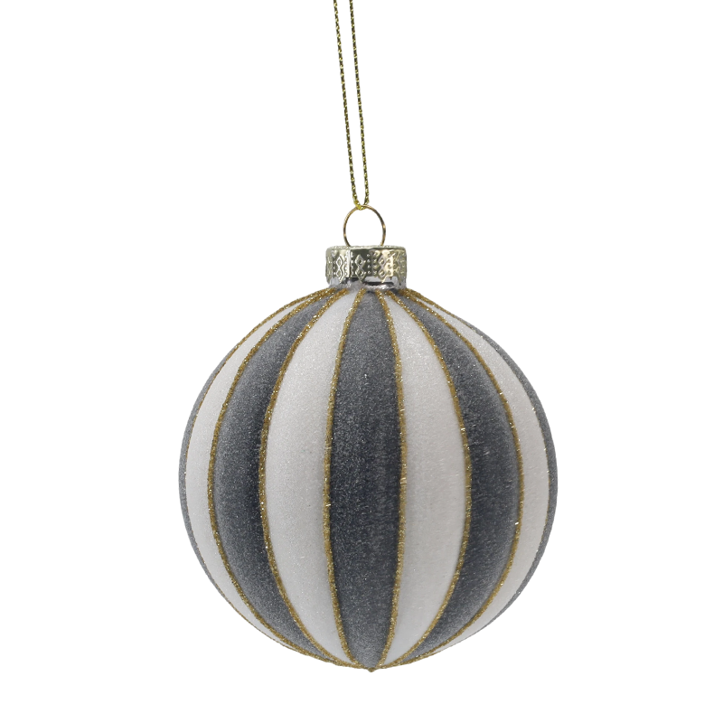 8 cm retro kockovaný a pruhovaný vianočný sklenený guľový ornament (jeden kus / sada 3 kusov)