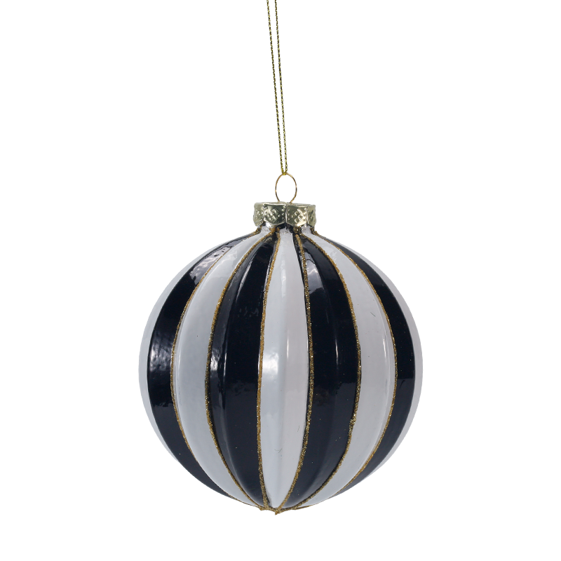 8 cm retro kockovaný a pruhovaný vianočný sklenený guľový ornament (jeden kus / sada 3 kusov)