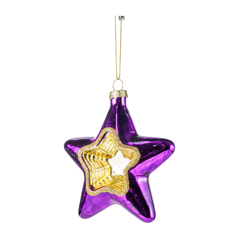 Vianočný sklenený ornament v tvare dúhovej hviezdy