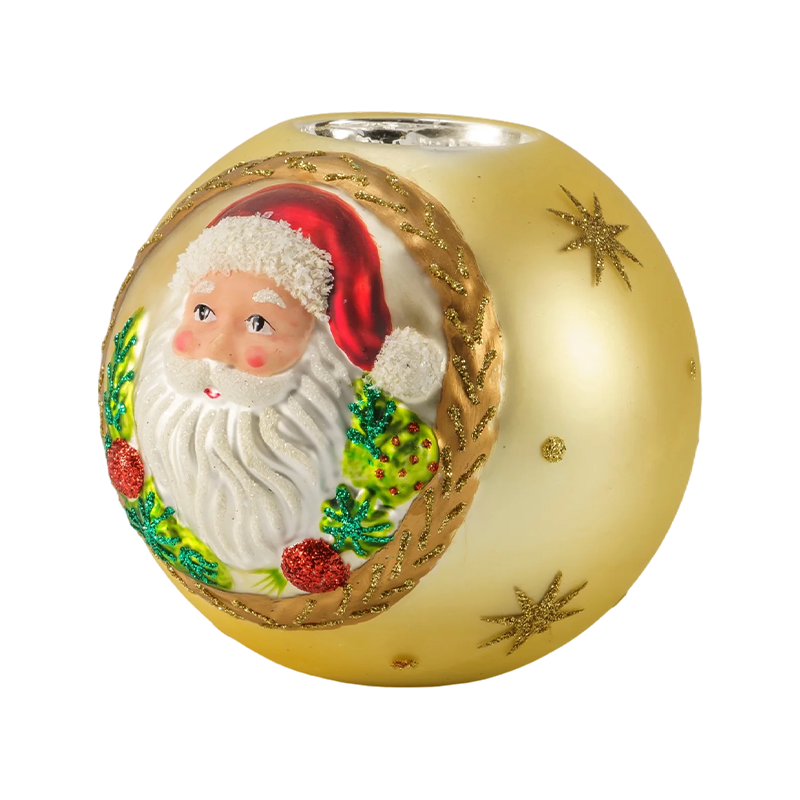 12*12Santa Claus reliéfny sklenený svietnik