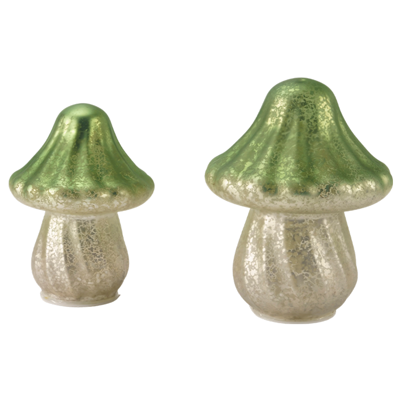 Ručne robený prechodový ortuťový sklenený hríbový ornament