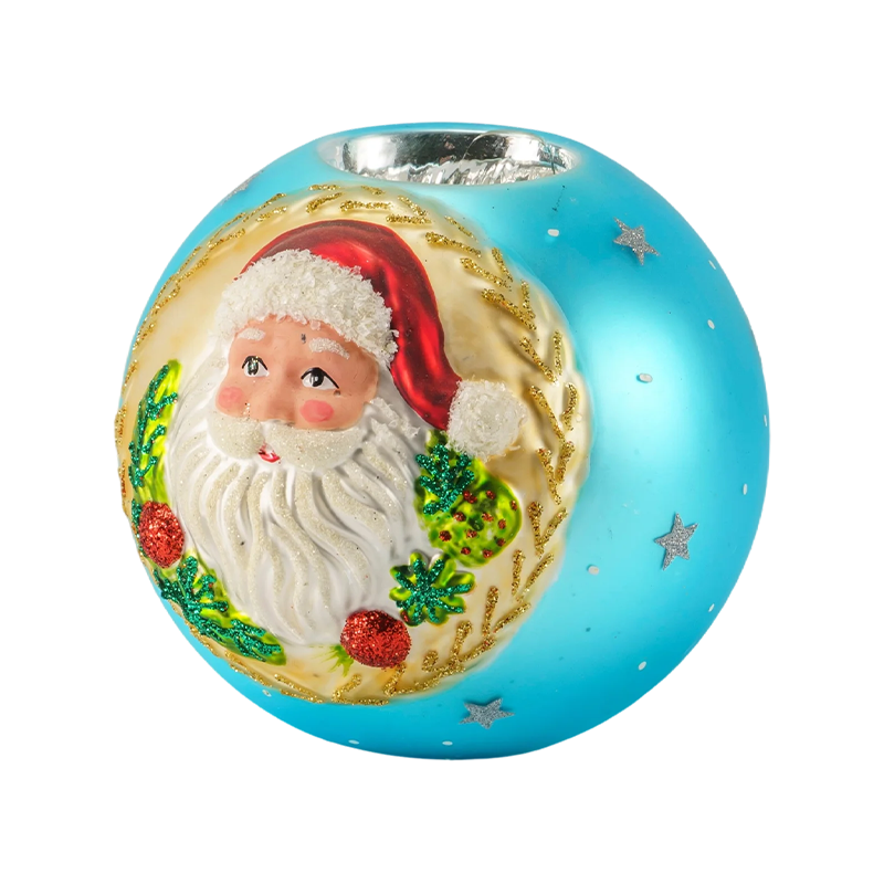 12*12Santa Claus reliéfny sklenený svietnik