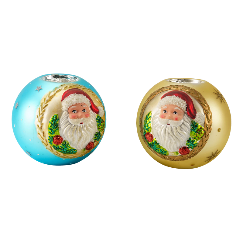 12*12Santa Claus reliéfny sklenený svietnik