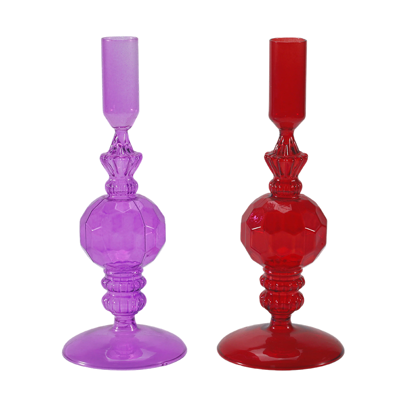 Kolekcia farebných sklenených svietnikov 18 cm