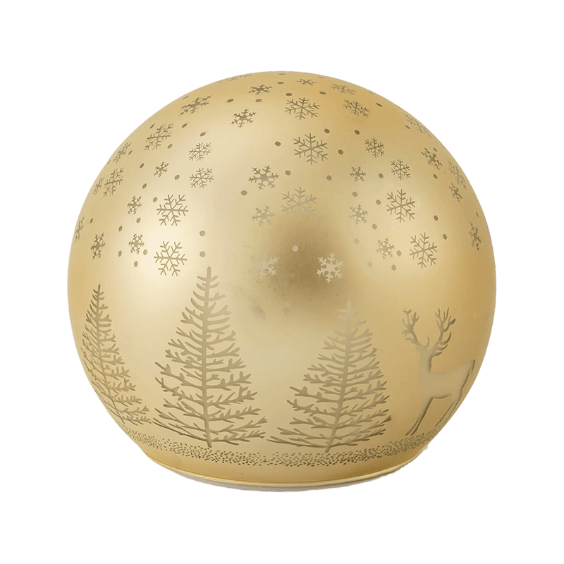 LED guľa Golden Forest Scene / LED guľa s červenými a bielymi pruhmi (s LED)