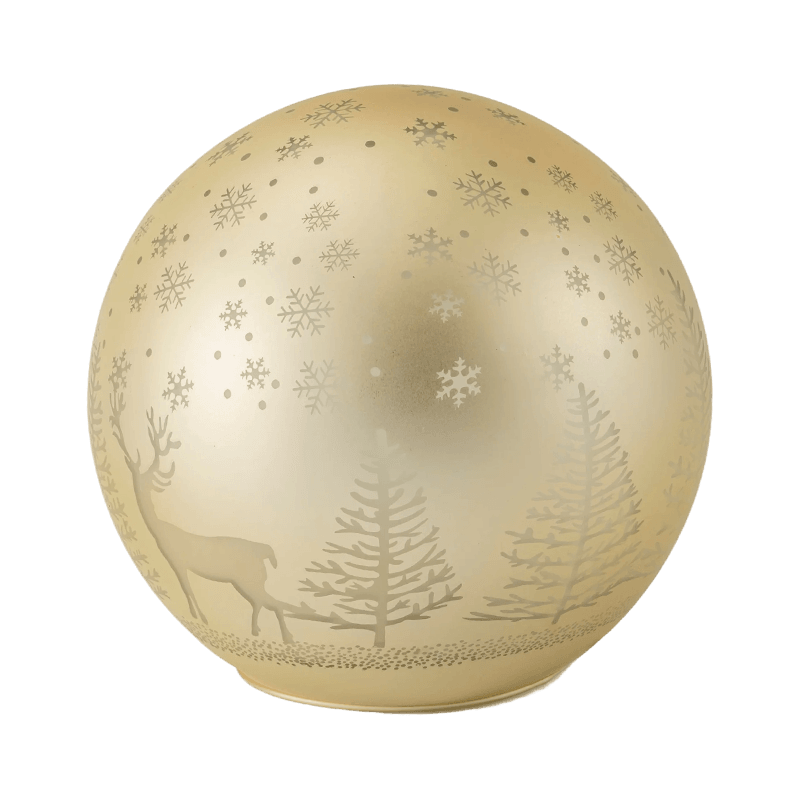 LED guľa Golden Forest Scene / LED guľa s červenými a bielymi pruhmi (s LED)