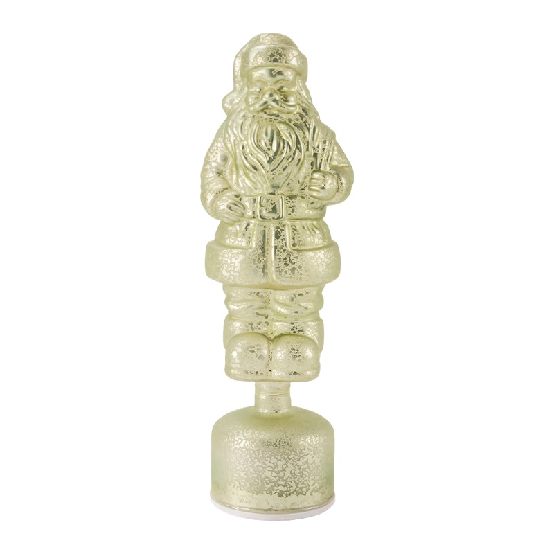 Vintage Mercury sklenená figúrka Santa Clausa (červená / strieborná / svetlozelená povrchová úprava)
