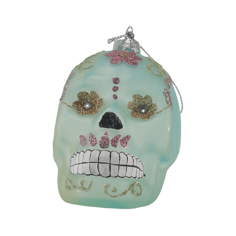 Iridescent Skull Decor / Súprava sklenených ozdôb z cukrovej lebky