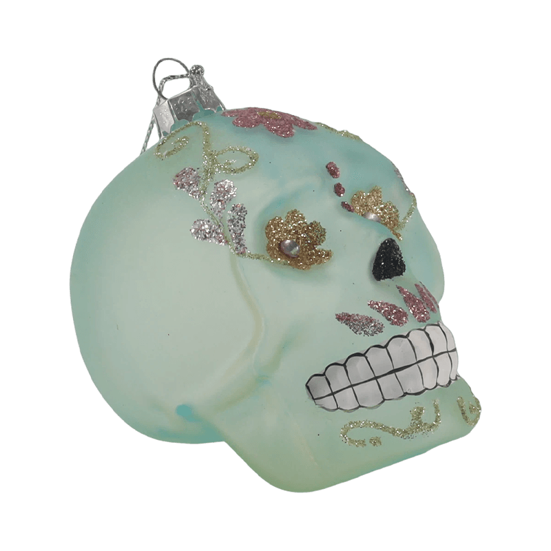 Iridescent Skull Decor / Súprava sklenených ozdôb z cukrovej lebky