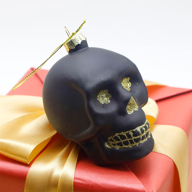 Sada halloweenskych ozdôb zo sklenenej lebky 8 * 9 cm