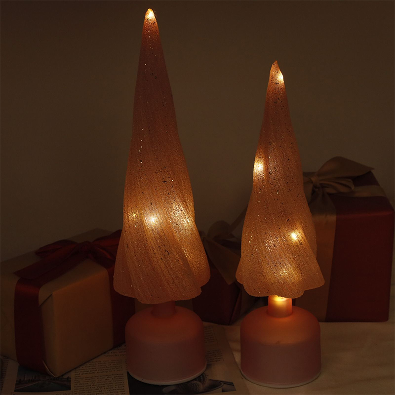 10×33 cm a 10×38 cm Veľkosti Slávnostný otočný sklenený vianočný stromček s LED svetlami