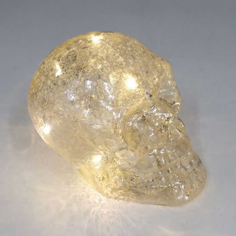 Sada 8 * 9 cm ručne maľovaných halloweenskych sklenených ozdôb na lebku