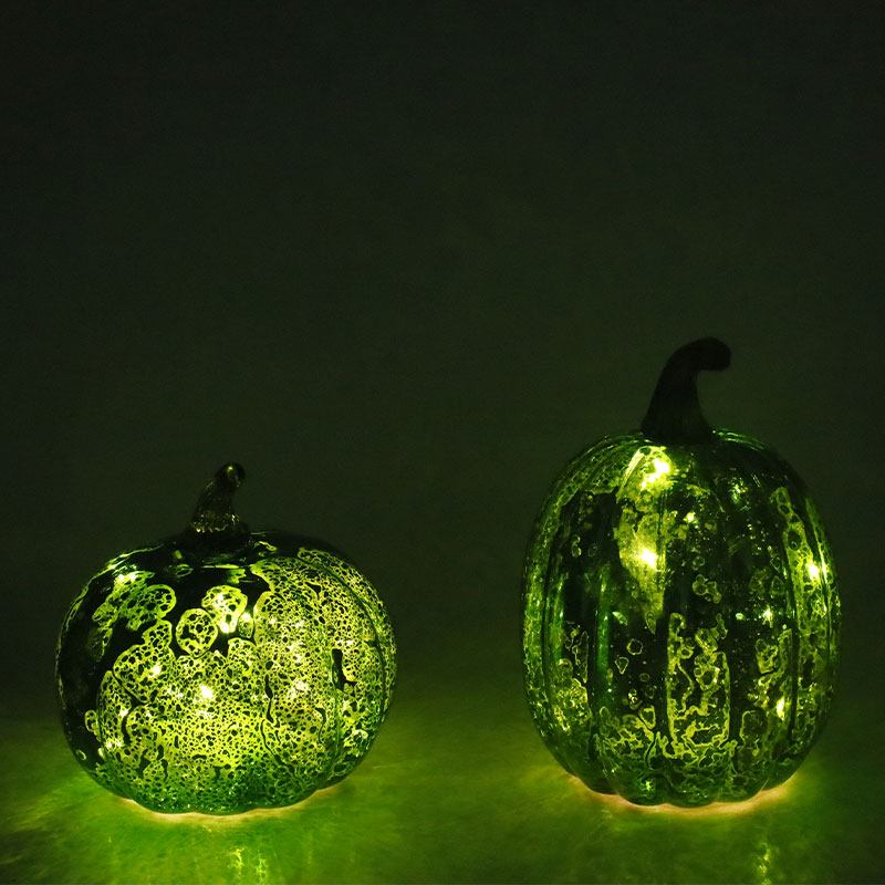 12 * 15 cm Halloween LED sklenená tekvicová lampa na stolný ornament