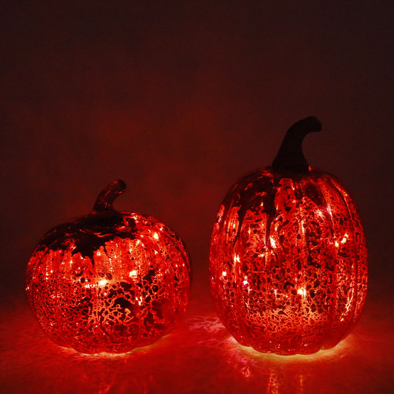12 * 15 cm Halloween LED sklenená tekvicová lampa na stolný ornament