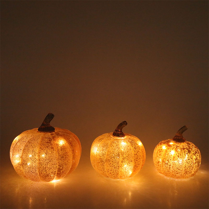 10 * 11,5 cm & 12 * 15 cm Halloween LED sklenená tekvicová lampa na stolný ornament