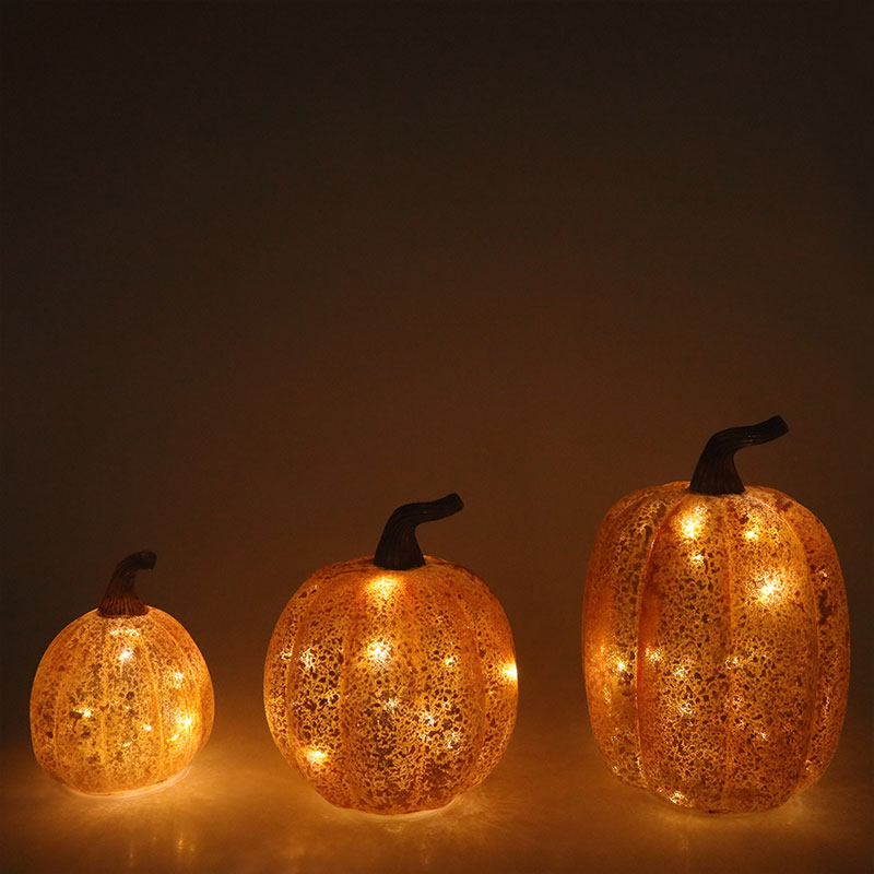10 * 11,5 cm & 12 * 15 cm Halloween LED sklenená tekvicová lampa na stolný ornament